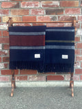 Mt Somers Station Lambs Wool Blanket - Navy with White/Mustard Stripe